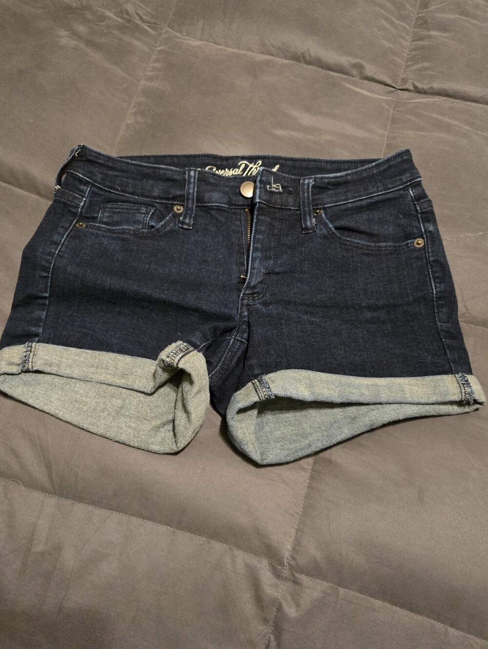Dark Wash Denim Cuffed Shorts